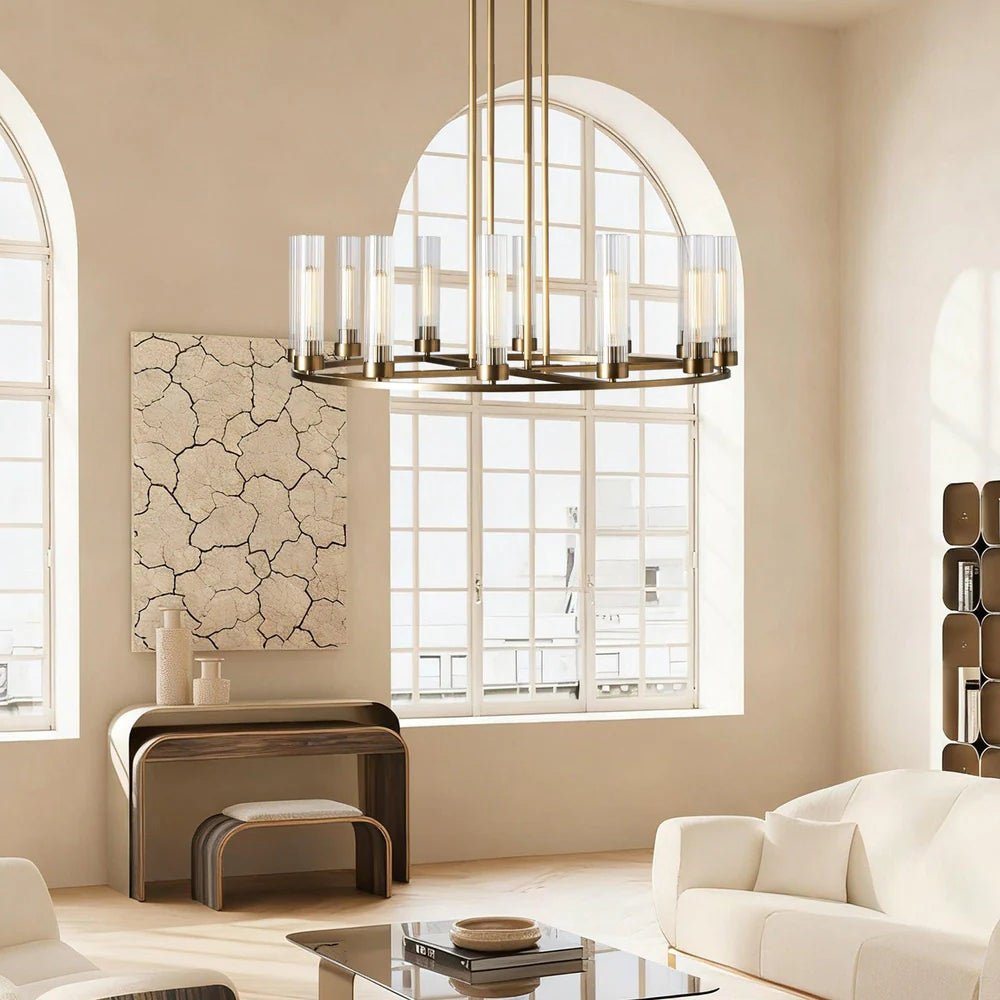 Andreas Round Chandelier 10/12 Light - 40" 12 - LightNickelBlushlighting