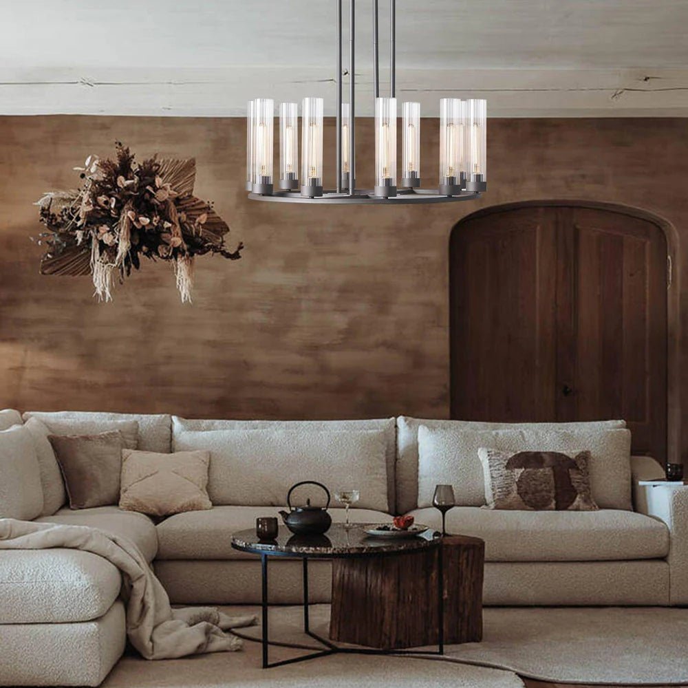 Andreas Round Chandelier 10/12 Light - 40" 12 - LightNickelBlushlighting