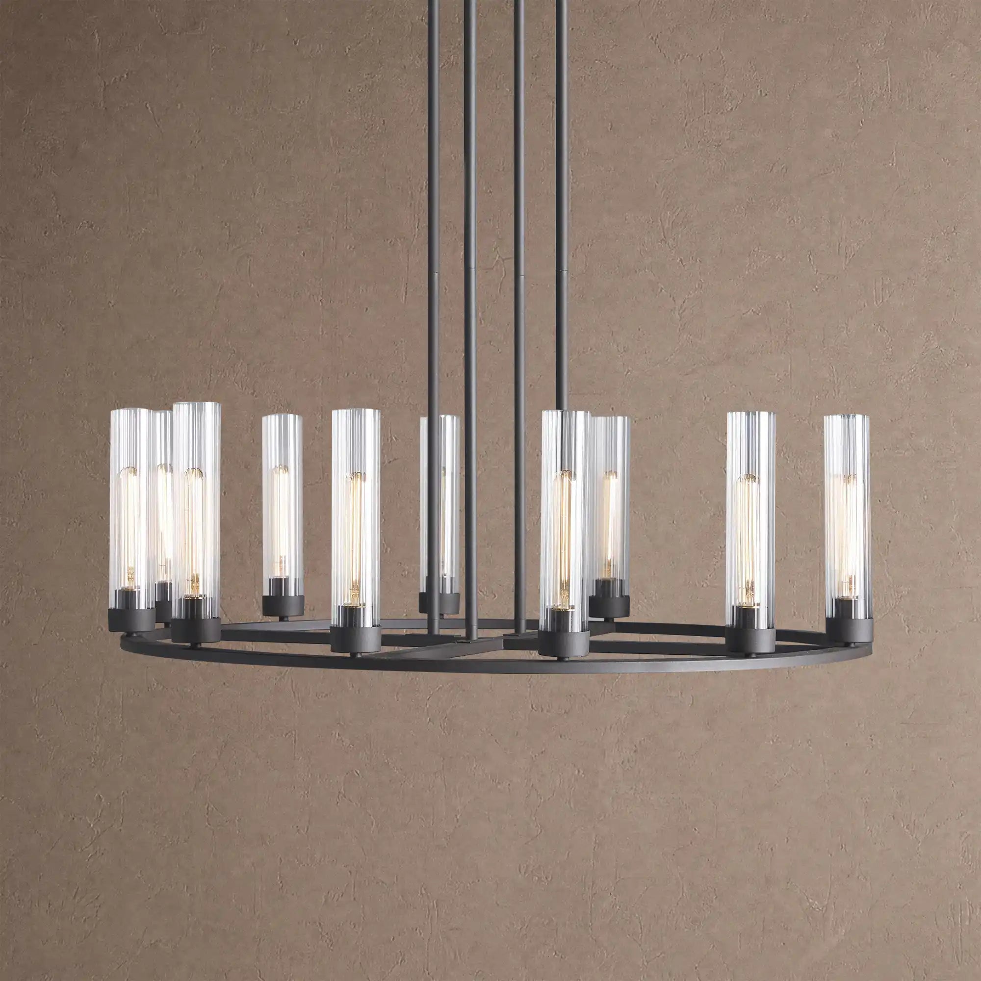 Andreas Round Chandelier 10/12 Light - 40" 12-LightNickelBlushlighting