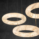 Alabaster Round Chandelier in brass