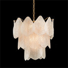 Antique Gold Frosted Glass Nine - Light Chandelier with Cascading Petal Design - Blushlighting