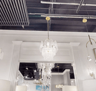 Antique Gold Frosted Glass Nine - Light Chandelier with Cascading Petal Design - Blushlighting