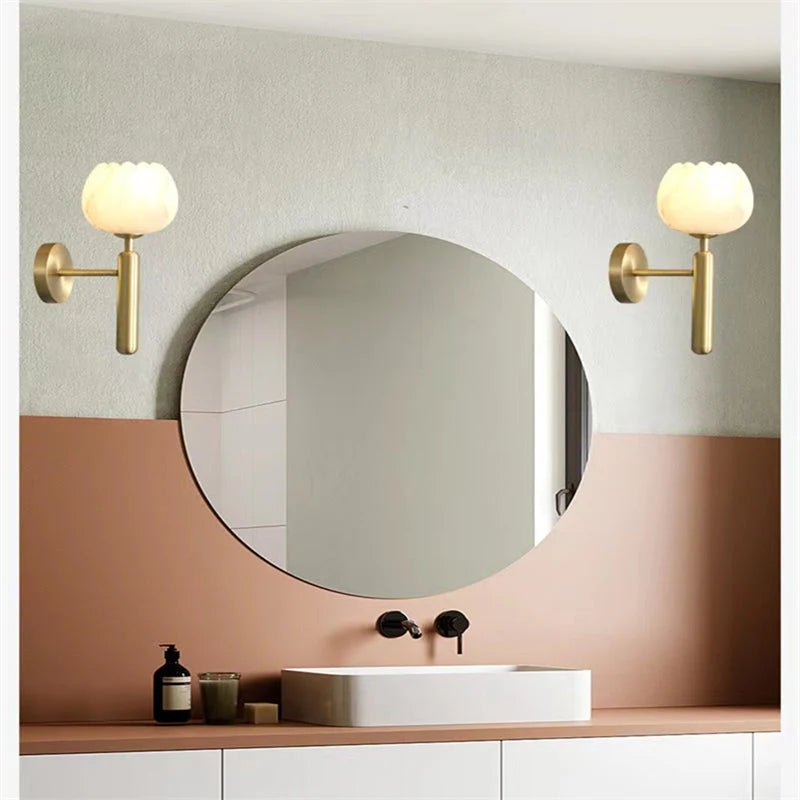 Antonia Modern Alabaster Globe Wall Sconce For Bedroom - Blushlighting