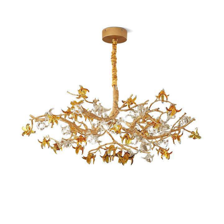 Aosta Brass Branch Chandelier-chandeliers for dining room,chandeliers for stairways,chandeliers for foyer,chandeliers for bedrooms,chandeliers for kitchen,chandeliers for living room-Dia 23.6″(60cm) x H 16.5″(42cm)-Blushlighting