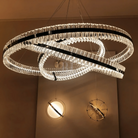 Aquinox 3 - Tier Round Crystal Ring LED Chandelier - 28" DiameterMatte BlackBlushlighting