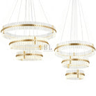 Aquinox 3 - Tier Round Crystal Ring LED Chandelier - 28" DiameterPolished NickelBlushlighting