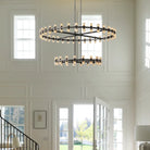Arcachan Crystal 2-Tier Round Chandelier 60"-Blushlighting