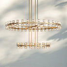 Arcachan Crystal 2-Tier Round Chandelier 60"-Brass-