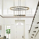 Arcachan Crystal 2-Tier Round Chandelier 60"-Bronze-Blushlighting