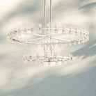 Arcachan Crystal 2-Tier Round Chandelier 60"-Polished Nickel-