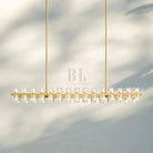 Arcachan Crystal Rectangular Chandelier 54'' 72"-54''-Lacquered Burnished Brass-