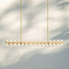 Arcachan Crystal Rectangular Chandelier 54'' 72"-54''-Lacquered Burnished Brass-