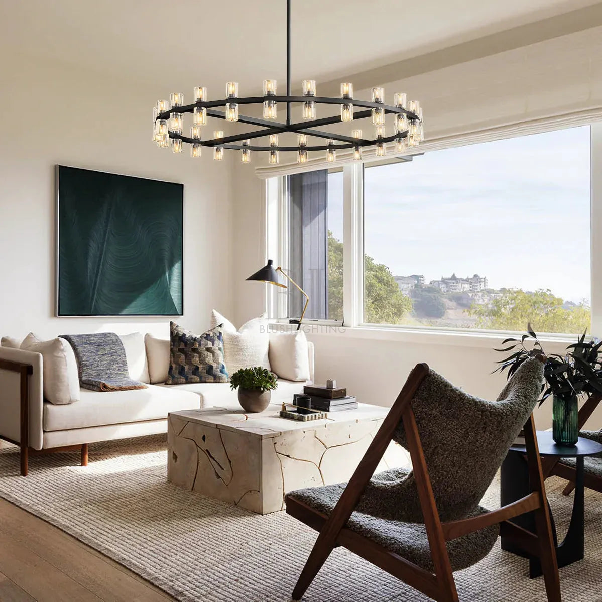 Arcachan Round Chandelier 36" 48" 60"-48''-Bronze-Blushlighting