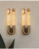 Arch Alabaster Sconce - ∅ 5.5″ x H 17.7″Bronze & WhiteBlushlighting