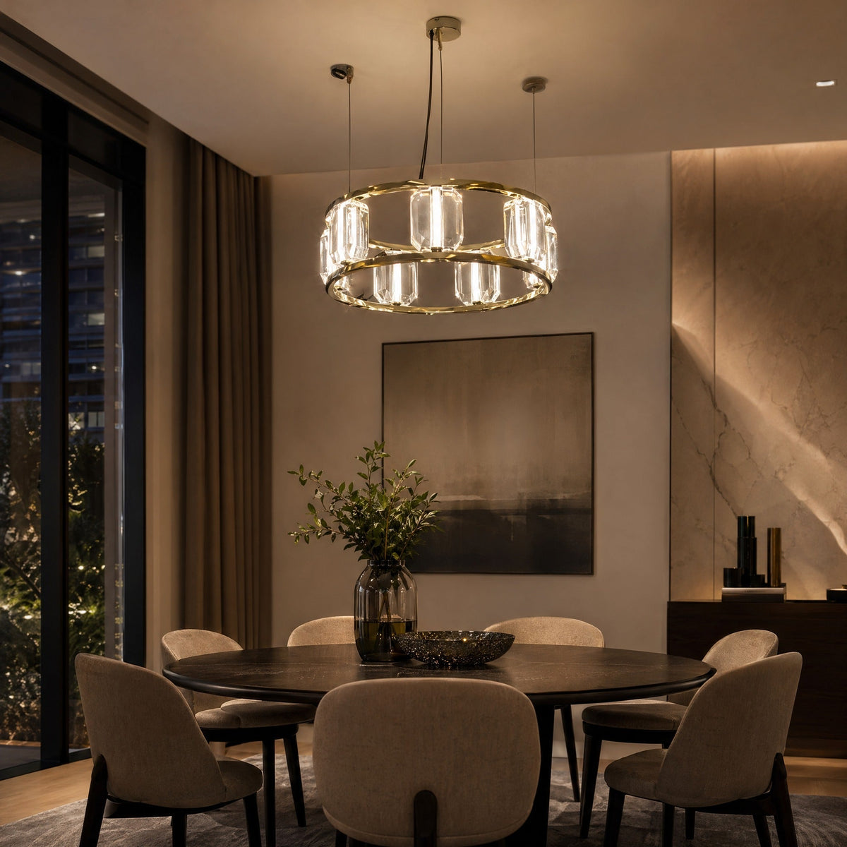 Arcus Contemporary Crystal Chandelier - Ø23.6" × H7.9" (Ø60 × H20 cm)Blushlighting