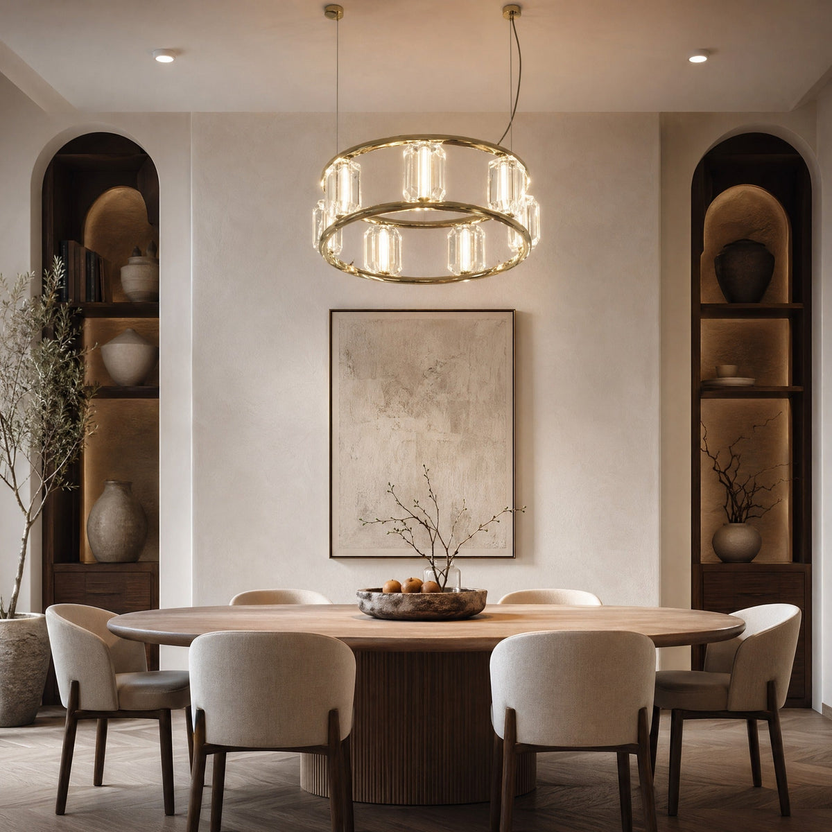 Arcus Contemporary Crystal Chandelier - Ø23.6" × H7.9" (Ø60 × H20 cm)Blushlighting