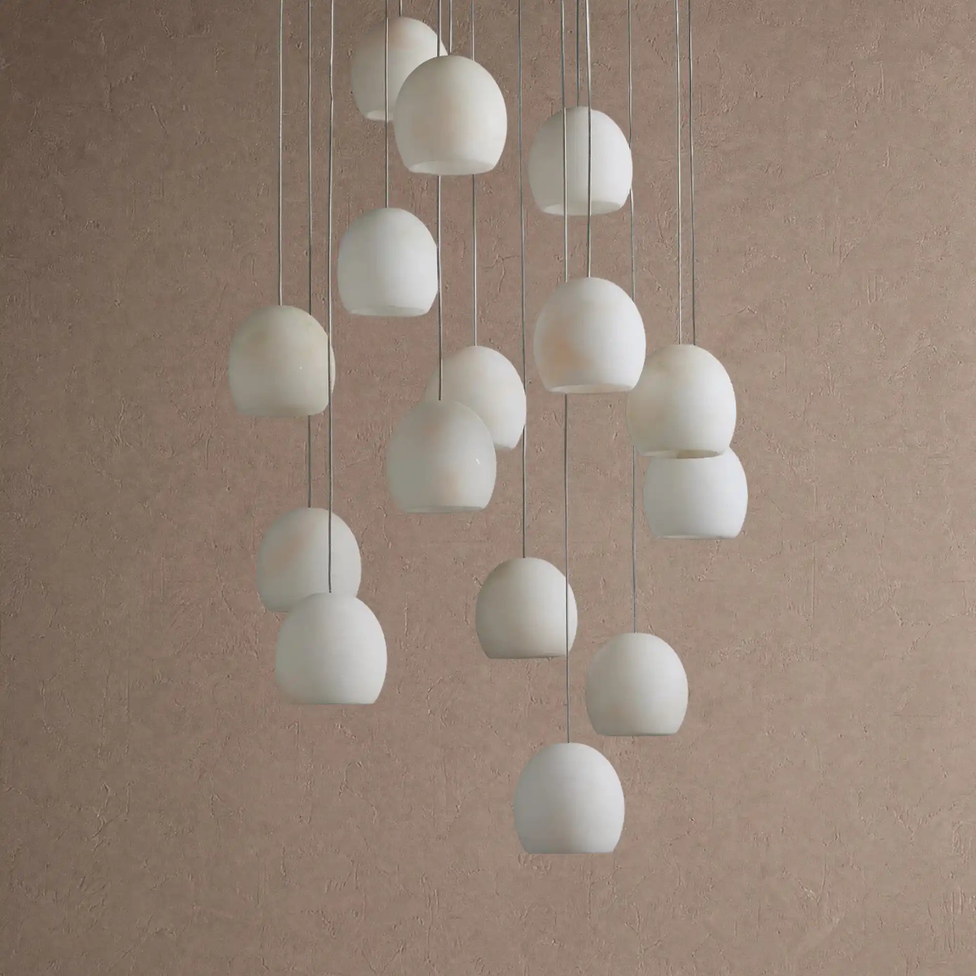 Arica Round Alabaster Chandelier Light - white finish, modern home lighting