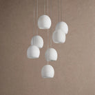 Arica Round Alabaster Chandelier Light in white - bedroom lighting