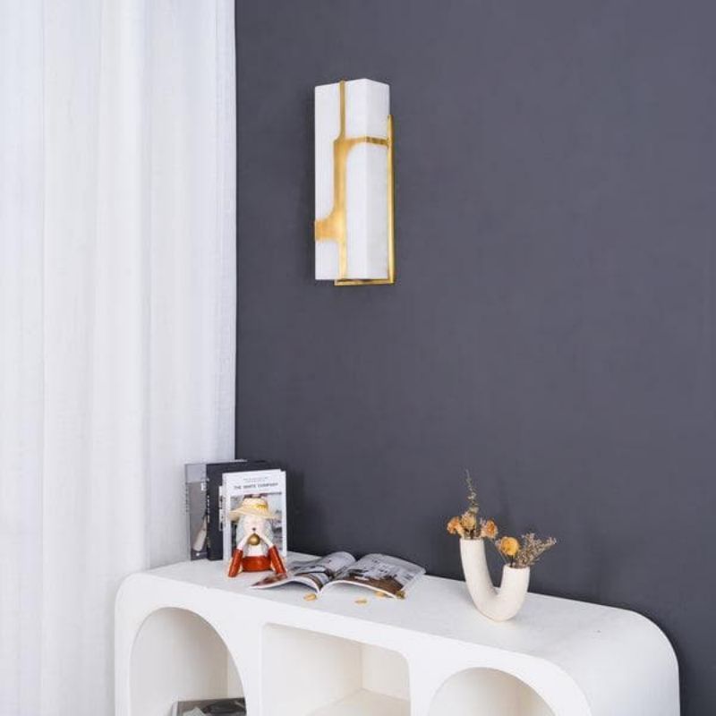 Arie Alabaster Wall Sconce - DIA 15 CM X H 38 CM / ∅ 5.9″ X H 15″BrassBlushlighting