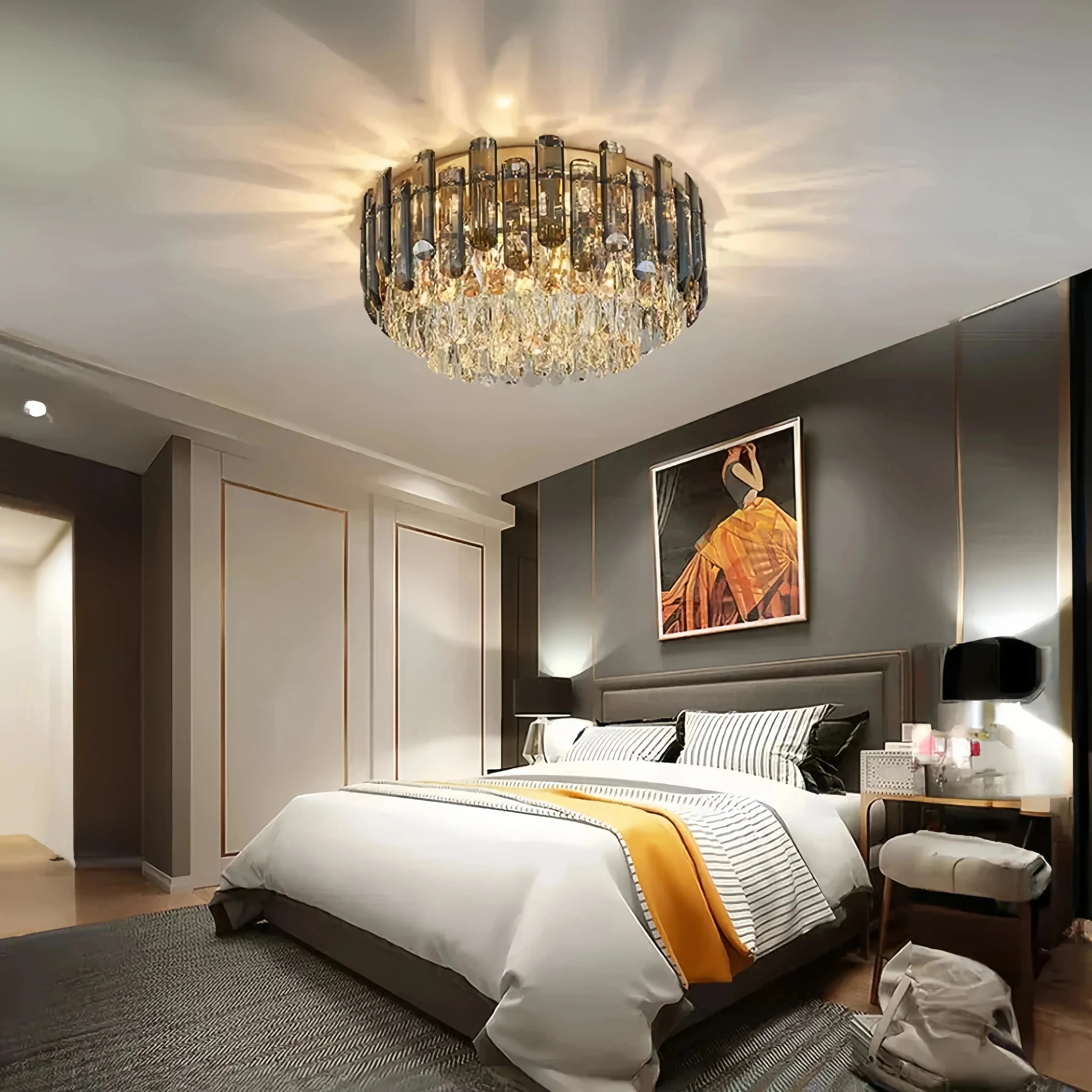 Arina Luxury Round Crystal Chandelier 31" - Blushlighting