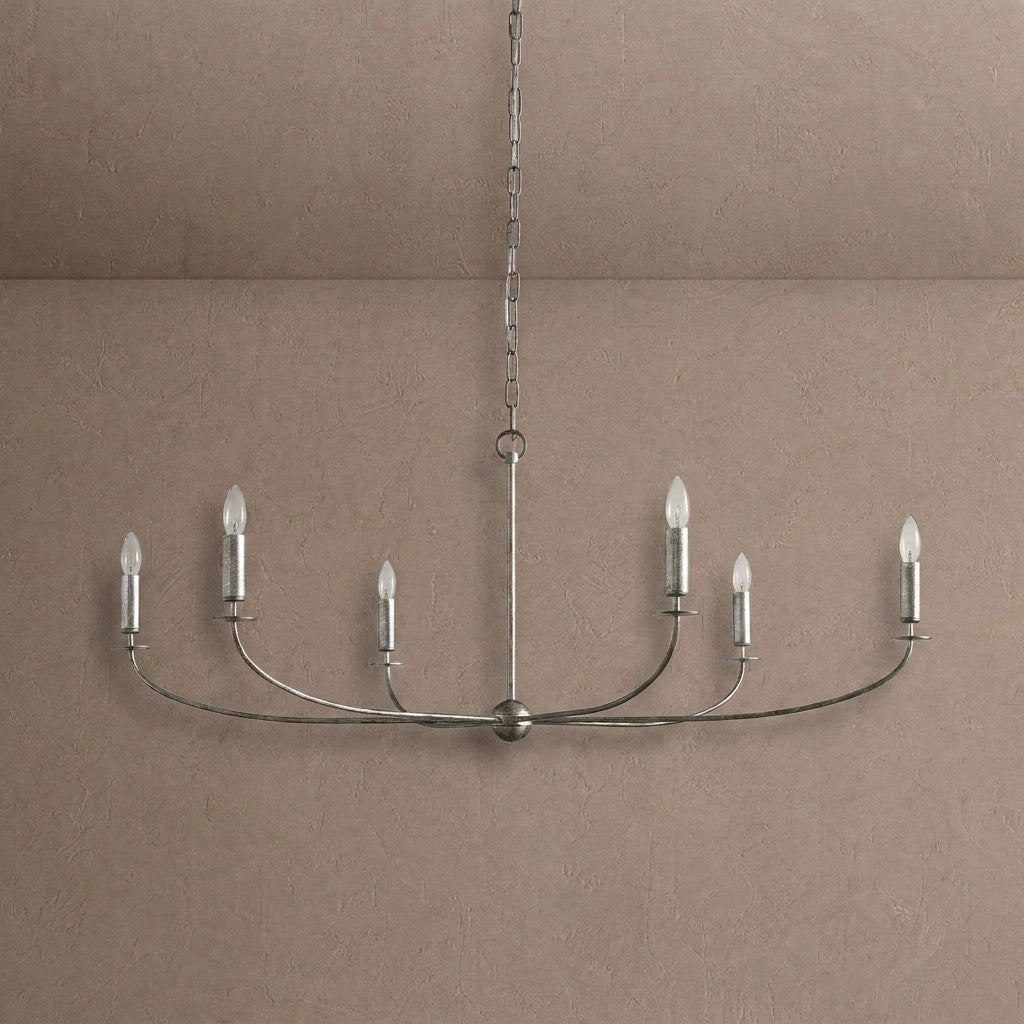 Arnett Round Chandelier - 6 LIGHTSILVERBlushlighting