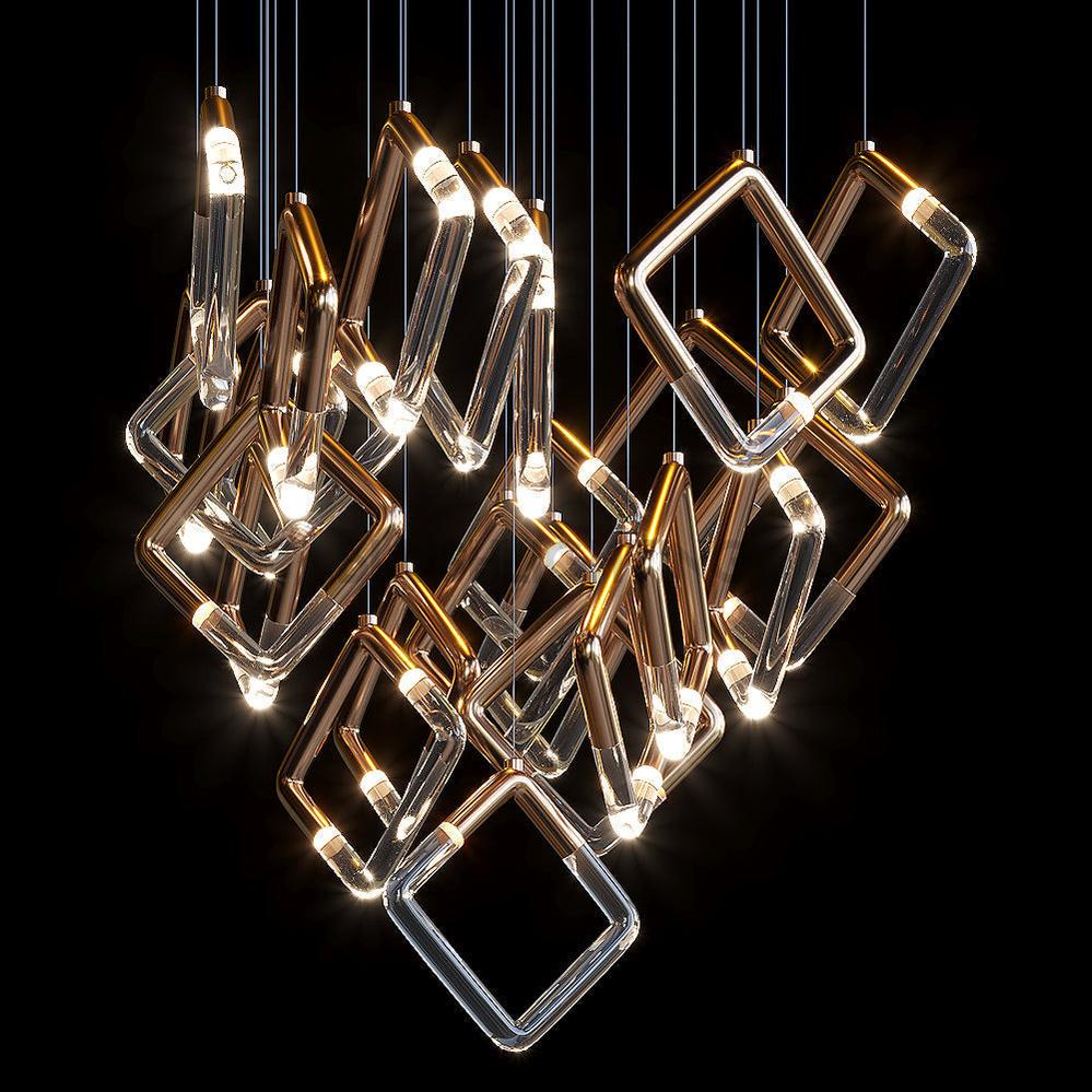 Arqelle Linear Tube Scatter Chandelier - 30" D × 98" HBlushlighting