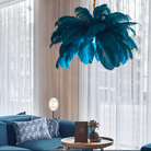 Art Deco Colorized Feather Brass Branch Chandelier - BlueBlushlighting