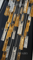 Art Design Colorful Rectangle Cluster Glass Tile Pendant Chandelier - 15 Lights / Round Base / W39"*H144"AmberWarm LightBlushlighting