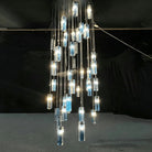 Art Design Colorful Rectangle Cluster Glass Tile Pendant Chandelier - 60 Lights / Round Base / W36"*H180"AmberWarm LightBlushlighting