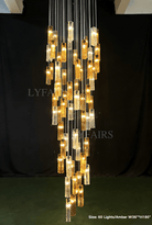 Art Design Colorful Rectangle Cluster Glass Tile Pendant Chandelier - 15 Lights / Round Base / W39"*H144"AmberWarm LightBlushlighting