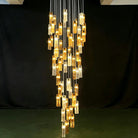 Art Design Colorful Rectangle Cluster Glass Tile Pendant Chandelier - 60 Lights / Round Base / W36"*H180"AmberWarm LightBlushlighting