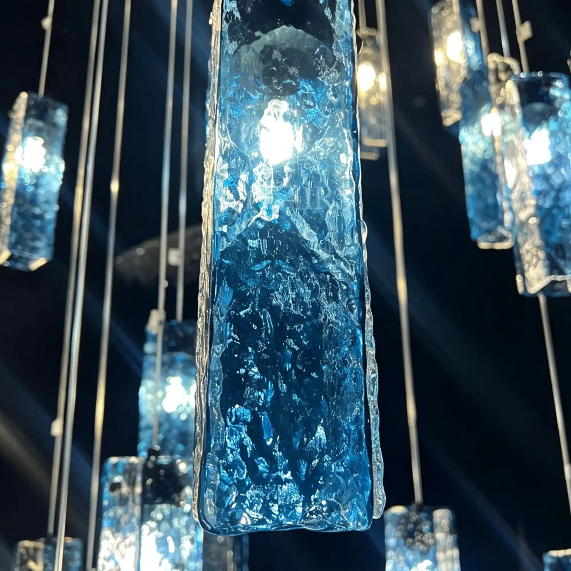 Art Design Colorful Rectangle Cluster Glass Tile Pendant Chandelier - 60 Lights / Round Base / W36"*H180"AmberWarm LightBlushlighting