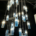 Art Design Colorful Rectangle Cluster Glass Tile Pendant Chandelier - 60 Lights / Round Base / W36"*H180"AmberWarm LightBlushlighting