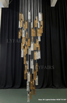 Art Design Colorful Rectangle Cluster Glass Tile Pendant Chandelier - 15 Lights / Round Base / W39"*H144"AmberWarm LightBlushlighting