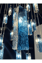 Art Design Colorful Rectangle Cluster Glass Tile Pendant Chandelier - 15 Lights / Round Base / W39"*H144"AmberWarm LightBlushlighting