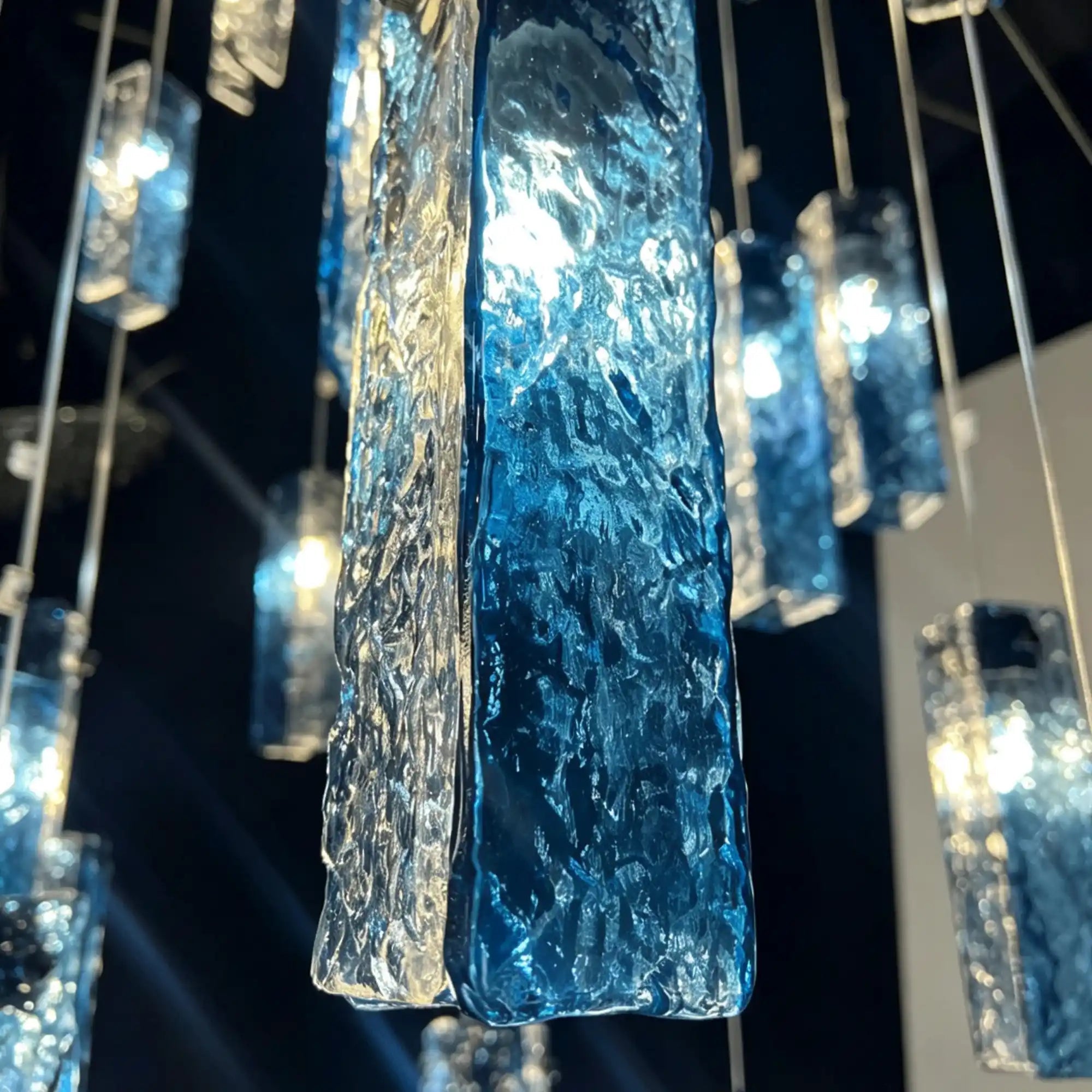 Art Design Colorful Rectangle Cluster Glass Tile Pendant Chandelier - 60 Lights / Round Base / W36"*H180"AmberWarm LightBlushlighting