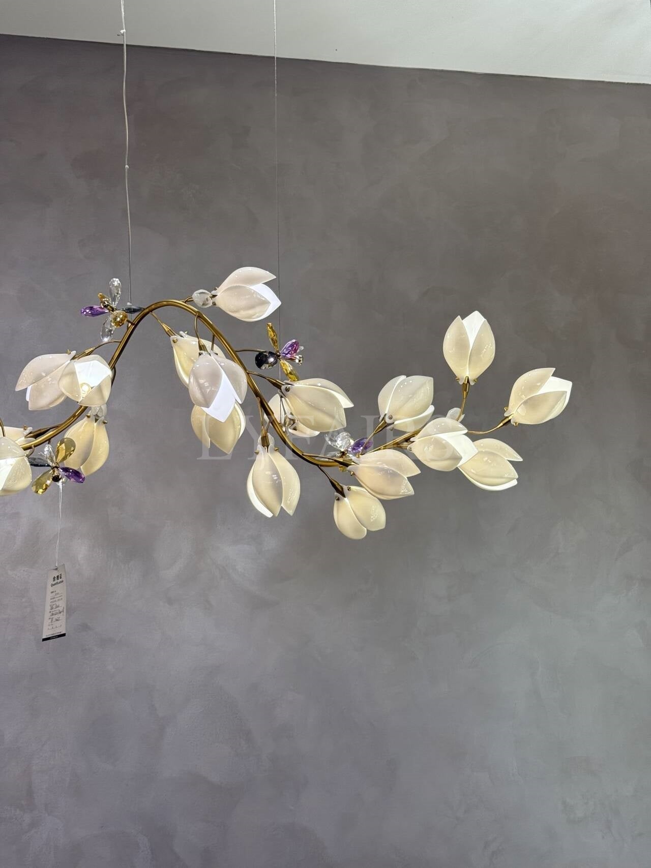 Art Design Creative Ceramic Magnolia Ring/Linear Chandelier for Bedroom/Living Room/Dining Room/Kitchen Island-Chandeliers-Blushlighting-Blushlighting