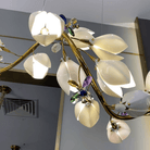 Art Design Creative Ceramic Magnolia Ring/Linear Chandelier for Bedroom/Living Room/Dining Room/Kitchen Island-Chandeliers-Blushlighting-Blushlighting