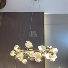 Art Design Creative Ceramic Magnolia Ring/Linear Chandelier for Bedroom/Living Room/Dining Room/Kitchen Island-Chandeliers-Blushlighting-Blushlighting