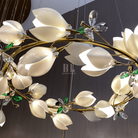 Art Design Creative Ceramic Magnolia Ring/Linear Chandelier for Bedroom/Living Room/Dining Room/Kitchen Island-Chandeliers-Blushlighting-Blushlighting