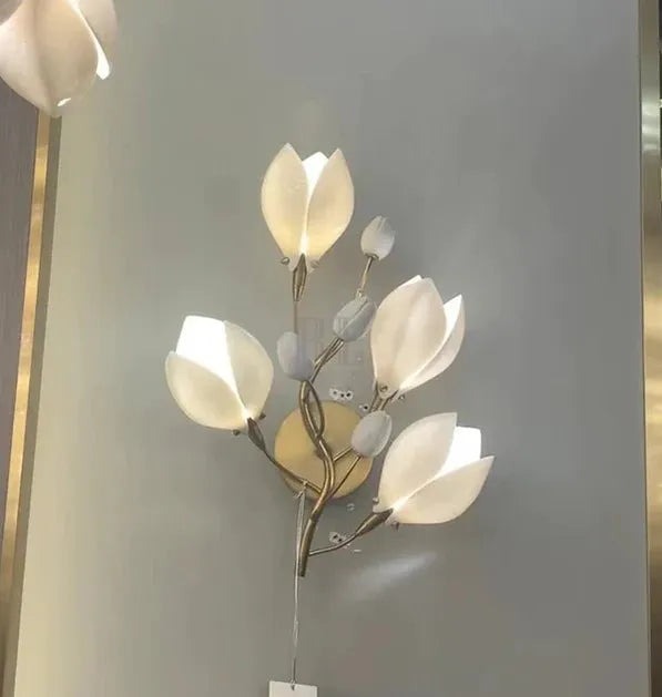 Art Design Creative Ceramic Magnolia Wall Lamp-Wall lamp-Blushlighting-Blushlighting
