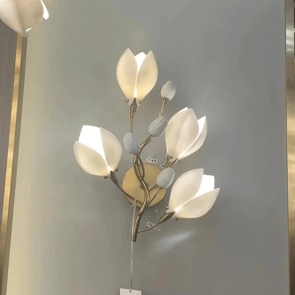 Art Design Creative Ceramic Magnolia Wall Lamp-Wall lamp-Blushlighting-Blushlighting