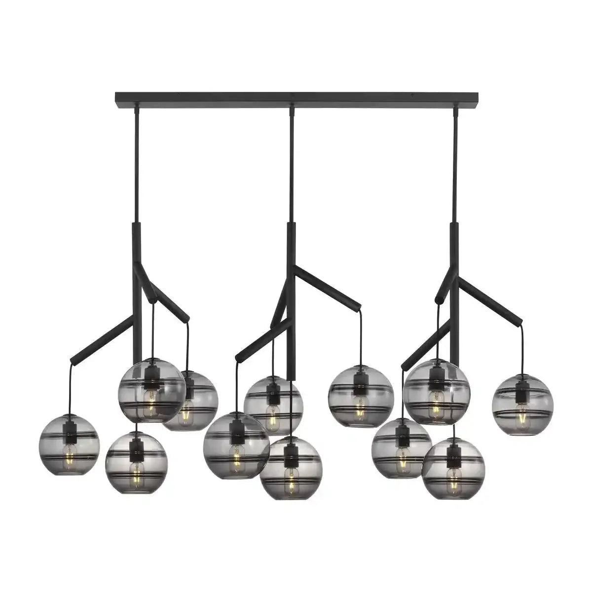 Art Glass Ball Sedona Triple Chandelier - Transparent SmokeBlackBlushlighting