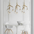 Art Glass Ball Sedona Triple Chandelier - Transparent SmokeSatin NickelBlushlighting