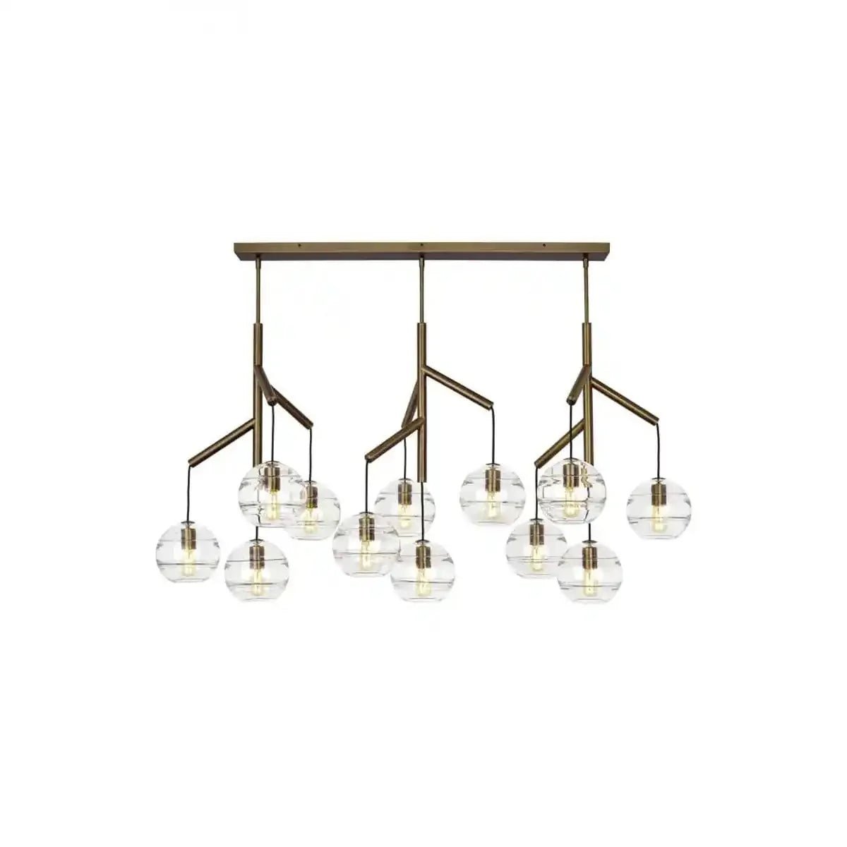 Art Glass Ball Sedona Triple Chandelier - Transparent SmokeSatin NickelBlushlighting