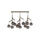 Art Glass Ball Sedona Triple Chandelier - Transparent SmokeAged BrassBlushlighting