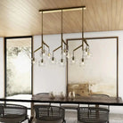 Art Glass Ball Sedona Triple Chandelier - Transparent SmokeSatin NickelBlushlighting
