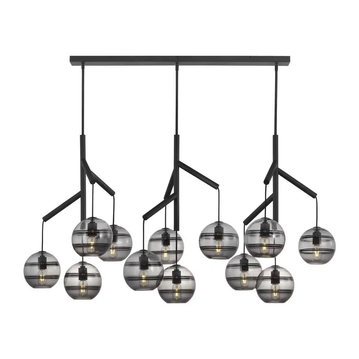 Art Glass Ball Sedona Triple Chandelier - Blushlighting