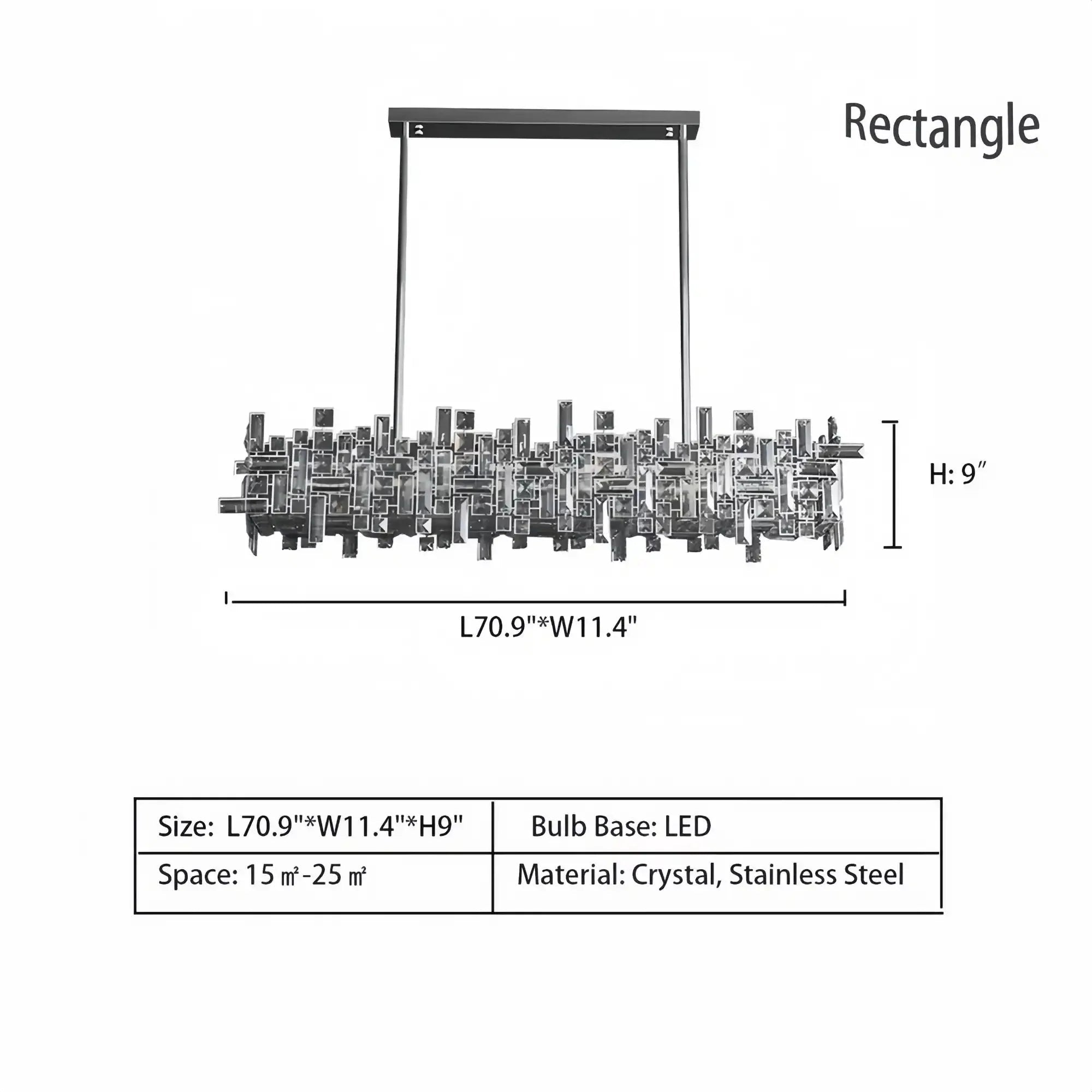 Art Irregular Block Collection Crystal Pendant Chandelier Suit for Living/Dining Room - Square: L39.4"Warm LightBlushlighting