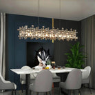 Art Irregular Block Collection Crystal Pendant Chandelier Suit for Living/Dining Room - Rectangle: L47.2"*W11.4"*H9.0"Warm LightBlushlighting